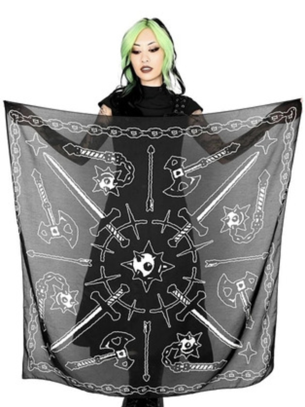 Foxblood Armory Scarf Black & White Printed